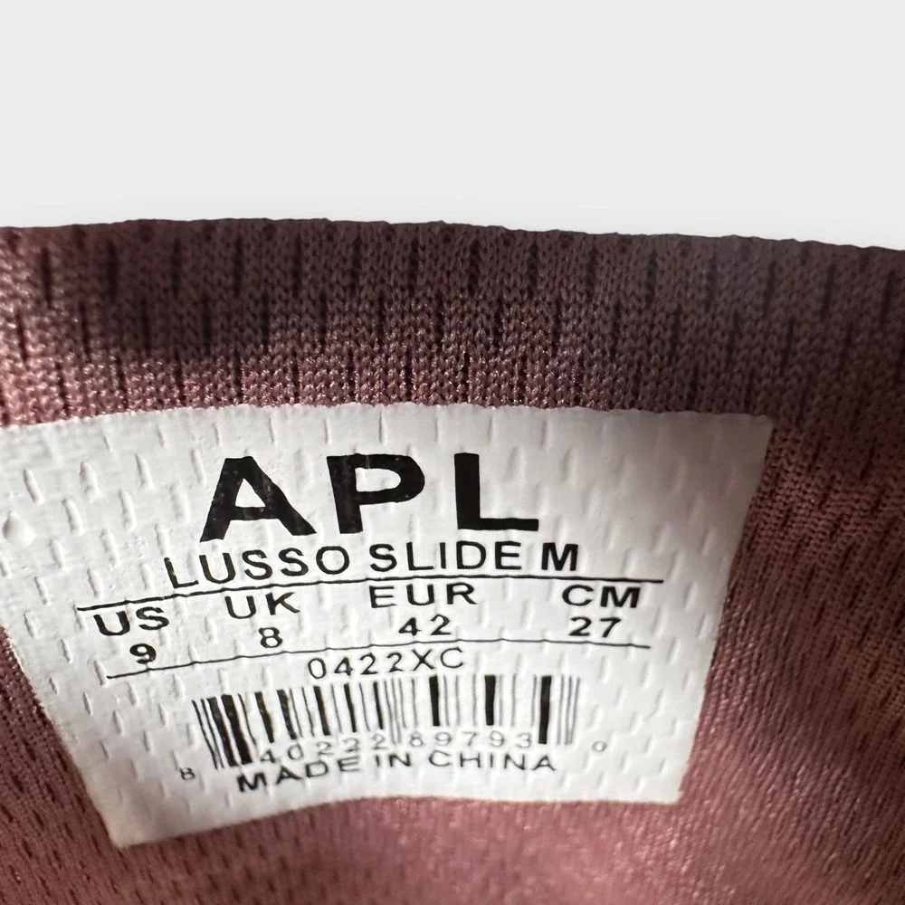 APL Slides Women's 11 Men's 9 Leather Lusso Mauve Beachwood/Pristine Sandals New